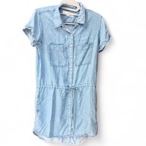 Thread & Supply Light Blue Dot Chambray Shirt Dress